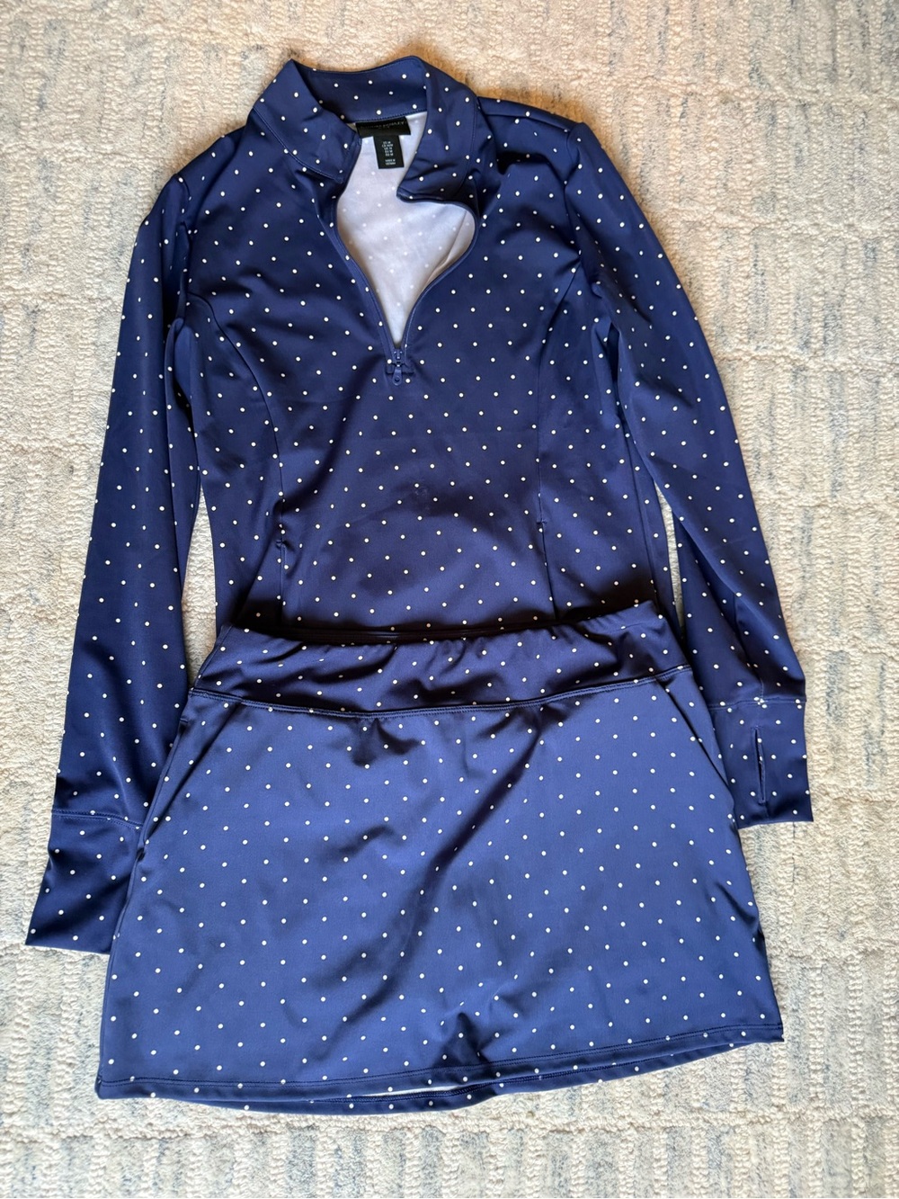 Cynthia Rowley Navy and White Polka Dot Long Sleeve Sleep Set